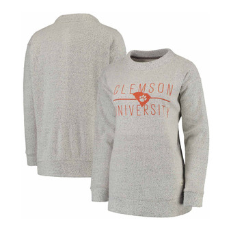 Women's Ash Clemson Tigers Comfy Terry Crew Sweatshirt