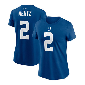 Women's Carson Wentz Royal Indianapolis Colts Name Number T-shirt