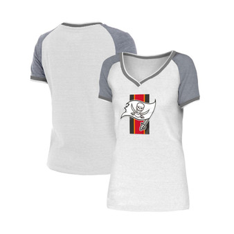 Women's White and Gray Tampa Bay Buccaneers Training Camp Raglan V-Neck T-shirt