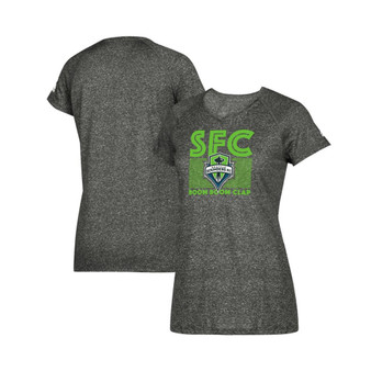 Women's Heathered Gray Seattle Sounders FC Boxed Middle Performance V-Neck T-shirt