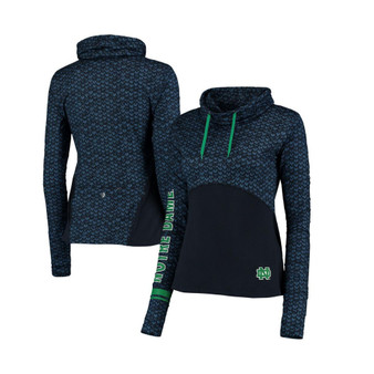 Women's Navy Notre Dame Fighting Irish Scaled Cowl Neck Pullover Hoodie