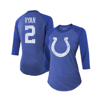 Women's Threads Matt Ryan Royal Indianapolis Colts Player Name & Number Raglan 3/4-Sleeve T-shirt