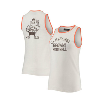 Women's White and Orange Cleveland Browns Throwback Pop Binding Scoop Neck Tank Top
