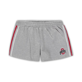 Women's Heathered Gray Ohio State Buckeyes Plus Size 2 Stripes Shorts
