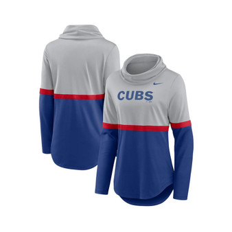 Women's Royal, Red Chicago Cubs Club Lettering Fashion Performance Pullover Sweatshirt
