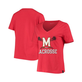 Women's Red Maryland Terrapins Lacrosse V-Neck T-shirt