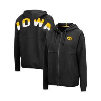 Women's Black Iowa Hawkeyes 2-Hit Full-Zip Hoodie