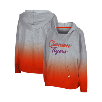 Women's Heathered Gray Clemson Tigers On Wednesdays Dip-Dye Pullover Hoodie