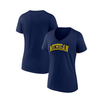 Women's Branded Navy Michigan Wolverines Basic Arch V-Neck T-shirt