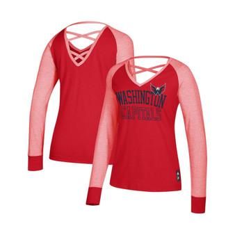 Women's Red Washington Capitals Contrast Long Sleeve T-shirt