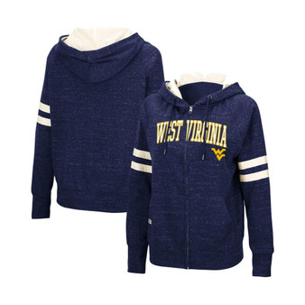 Women's Navy West Virginia Mountaineers Speckle Fleece Raglan Full-Zip Hoodie