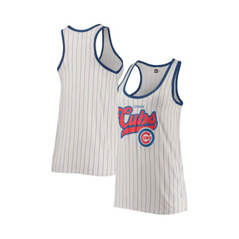 Women's White and Royal Chicago Cubs Pinstripe Scoop Neck Tank Top