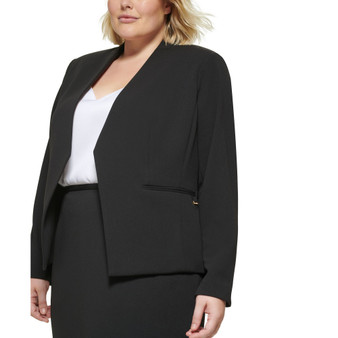 Plus Size Open-Front Soft Crepe Blazer