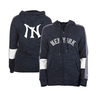 Women's Navy New York Yankees Colorblock Full-Zip Hoodie
