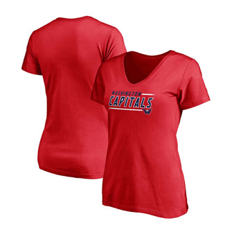Women's Red Washington Capitals Mascot in Bounds V-Neck T-shirt