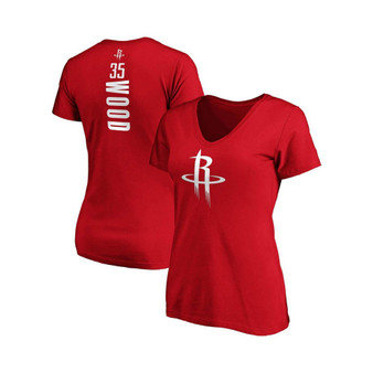 Women's Christian Wood Red Houston Rockets Playmaker Name Number V-Neck T-shirt
