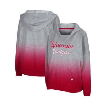Women's Heathered Gray Wisconsin Badgers On Wednesdays Dip-Dye Pullover Hoodie