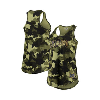 Women's Green Chicago Cubs 2022 MLB Armed Forces Day Camo Racerback Tank Top