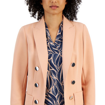 Women's Faux-Double-Breasted Long-Sleeve Jacket