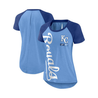 Women's Light Blue, Heathered Royal Kansas City Royals Cooperstown Collection Rewind Raglan T-shirt