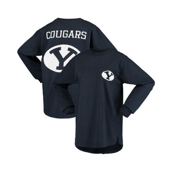 Women's Navy BYU Cougars The Big Shirt Oversized Long Sleeve T-shirt