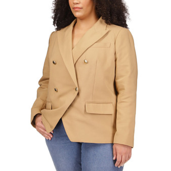 Plus Size Double-Breasted Peak-Lapel Blazer