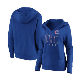 Women's Royal Chicago Cubs Scoreboard V-Neck Pullover Hoodie