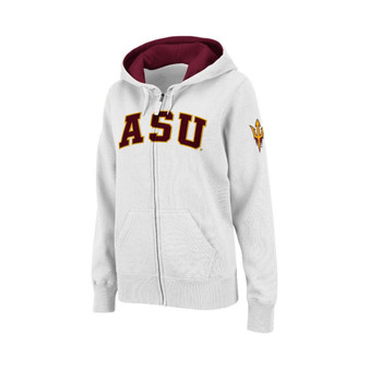 Women's Stadium Athletic White Arizona State Sun Devils Arched Name Full-Zip Hoodie
