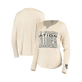 Women's Oatmeal Las Vegas Raiders Sunday Tri-Blend Thermal Long Sleeve T-shirt