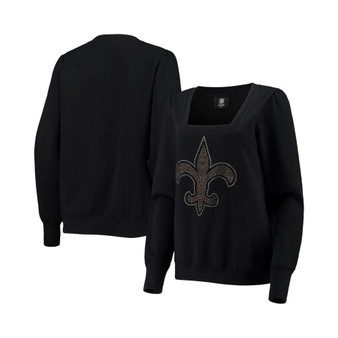 Women's Black New Orleans Saints Winners Square Neck Pullover Sweatshirt