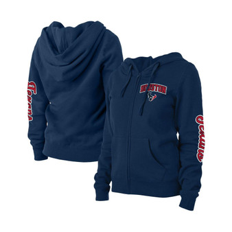 Women's Navy Houston Texans Playmaker Fleece Full-Zip Hoodie