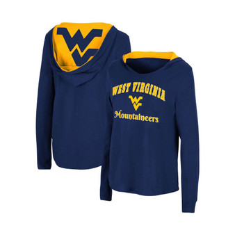 Women's Navy West Virginia Mountaineers Catalina Hoodie Long Sleeve T-Shirt