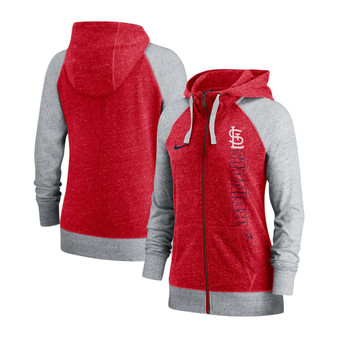 Women's Red St. Louis Cardinals In Pocket Gym Vintage-Like Full-Zip Hoodie