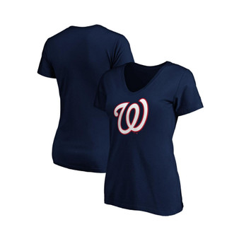 Women's Branded Navy Washington Nationals Core Official Logo V-Neck T-shirt