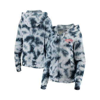 Women's Navy New England Patriots Tie Dye Fleece Full-Zip Hoodie