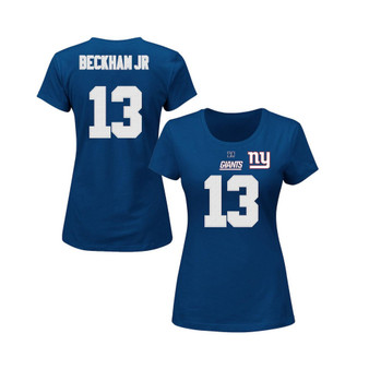 Women's Odell Beckham Jr. Royal New York Giants Plus Size Fair Catch Name and Number T-shirt
