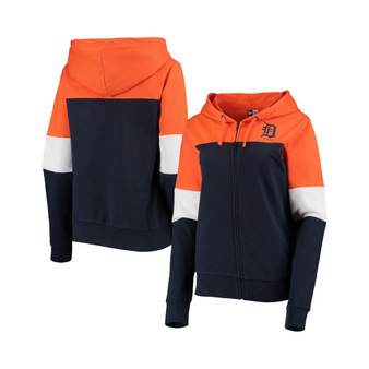 Women's Navy Detroit Tigers Colorblock French Terry Full-Zip Hoodie