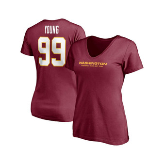 Women's Branded Chase Young Burgundy Washington Football Team Player Icon Name and Number V-Neck T-shirt