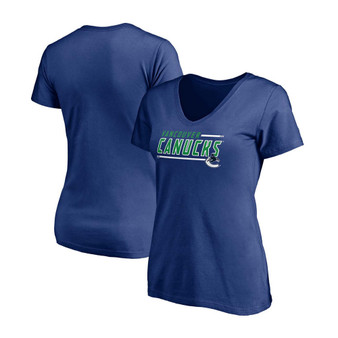 Women's Blue Vancouver Canucks Mascot in Bounds V-Neck T-shirt