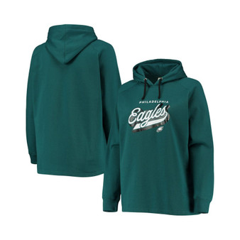 Women's Branded Midnight Green Philadelphia Eagles Plus Size First Contact Raglan Pullover Hoodie
