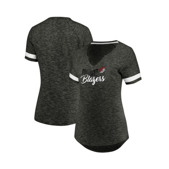 Women's Branded Gray and White Portland Trail Blazers Showtime Winning With Pride Notch Neck T-shirt