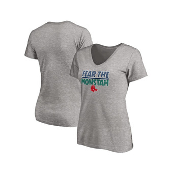 Women's Heathered Gray Boston Red Sox Hometown V-Neck T-shirt