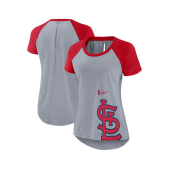 Women's Heather Gray St. Louis Cardinals Summer Breeze Raglan Fashion T-shirt