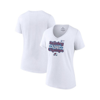 Women's Branded White Colorado Avalanche 2022 Stanley Cup Champions Saucer Pass V-Neck T-shirt