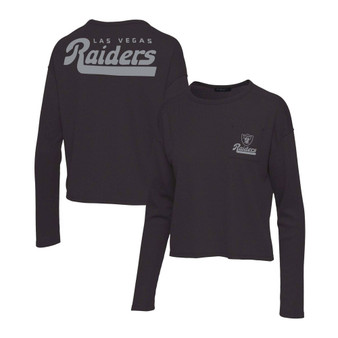 Women's  Black Las Vegas Raiders Pocket Thermal Long Sleeve T-shirt