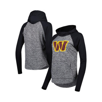 Women's Heathered Gray, Black Washington Commanders Championship Ring Raglan Pullover Hoodie