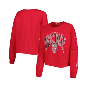 Women's Red Wisconsin Badgers Parkway II Cropped Long Sleeve T-shirt