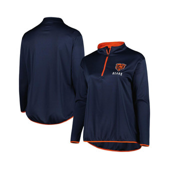 Women's Branded Navy Chicago Bears Plus Size Worth the Drive Quarter-Zip Top