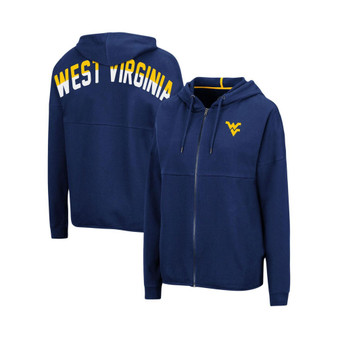 Women's Navy West Virginia Mountaineers Two-Hit Full-Zip Hoodie