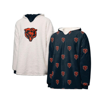 Women's Navy, White Chicago Bears Repeat Print Reversible Hoodeez